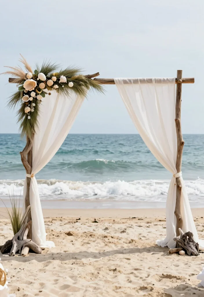 16 Backdrop Ideas for Wedding Reception That Shine Beautifully - 8. Beachy Tidal Backdrop 1