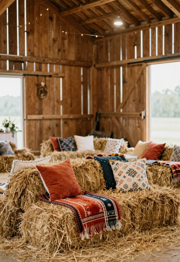 16 Barn Wedding Decorations 2026 Trending Ideas With Country Charm - 5. Hay Bale Seating 1