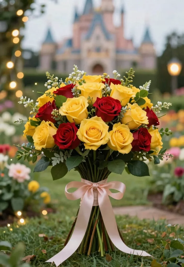 16 Beauty and the Beast Wedding Decorations Ideas With Fairytale Magic - 1. Whimsical Flower Bouquets 1