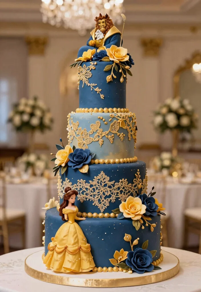 16 Beauty and the Beast Wedding Decorations Ideas With Fairytale Magic - 11. Fairy Tale Cake Designs 1