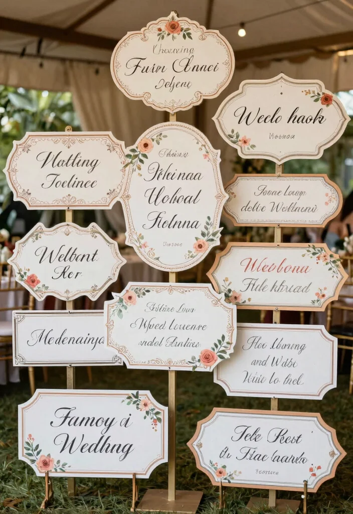 16 Beauty and the Beast Wedding Decorations Ideas With Fairytale Magic - 16. Fairytale-inspired Signage 1