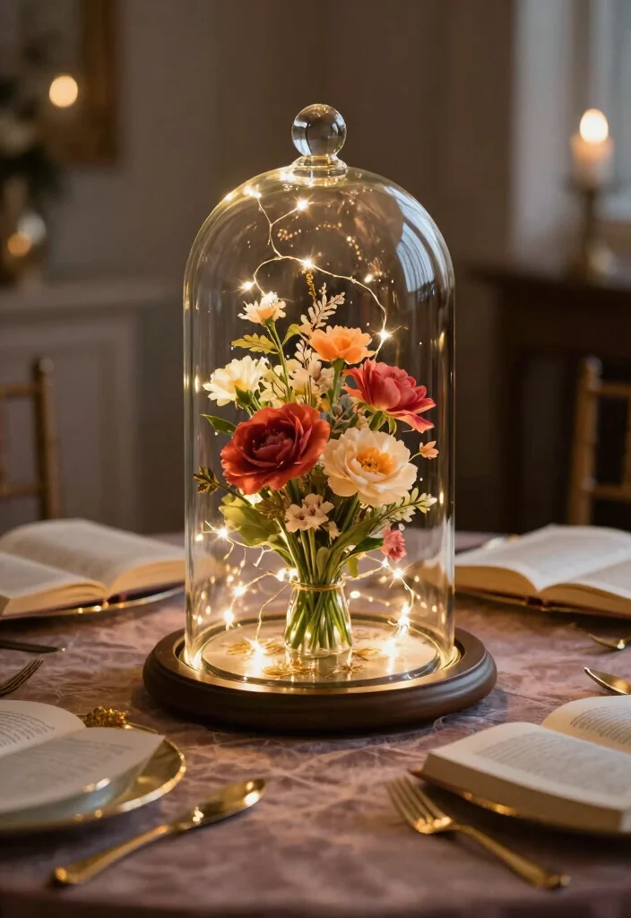 16 Beauty and the Beast Wedding Decorations Ideas With Fairytale Magic - 3. Magical Centerpieces 1