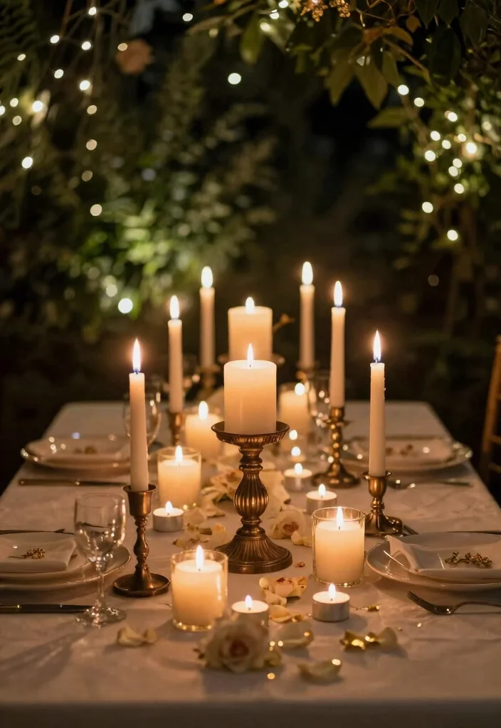 16 Beauty and the Beast Wedding Decorations Ideas With Fairytale Magic - 4. Candlelit Romance 1
