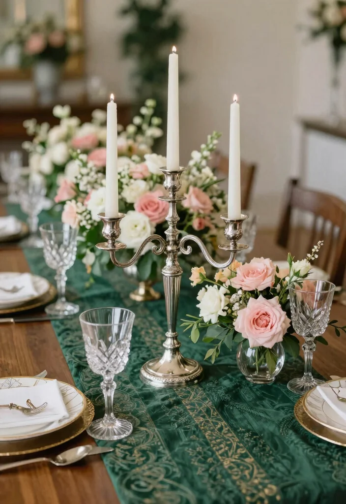 16 Candelabra Wedding Centerpieces Ideas That Glow Elegantly - 1. Vintage Glamour Candelabra 1