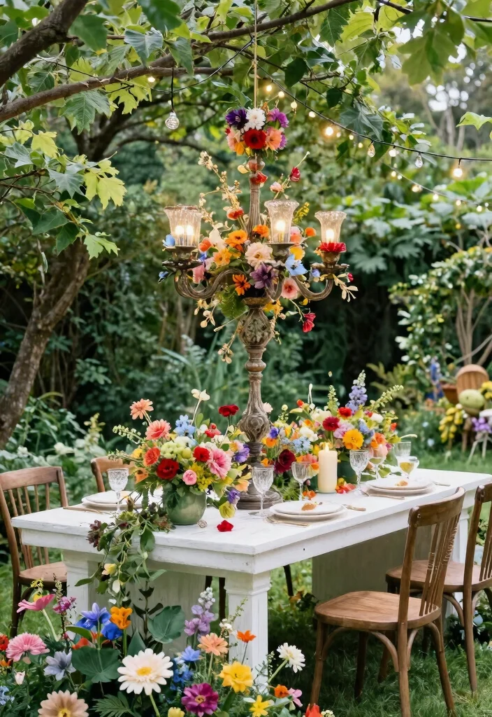 16 Candelabra Wedding Centerpieces Ideas That Glow Elegantly - 11. Whimsical Garden Candelabra 1