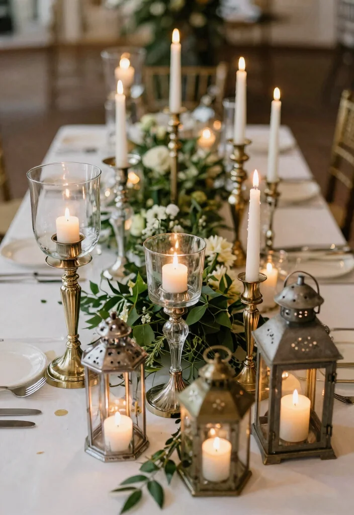 16 Candelabra Wedding Centerpieces Ideas That Glow Elegantly - 16. Unique Candleholder Combinations 1