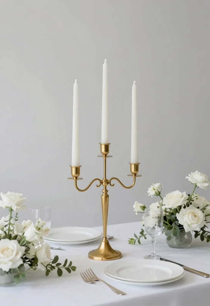 16 Candelabra Wedding Centerpieces Ideas That Glow Elegantly - 5. Modern Minimalist Candelabra 1
