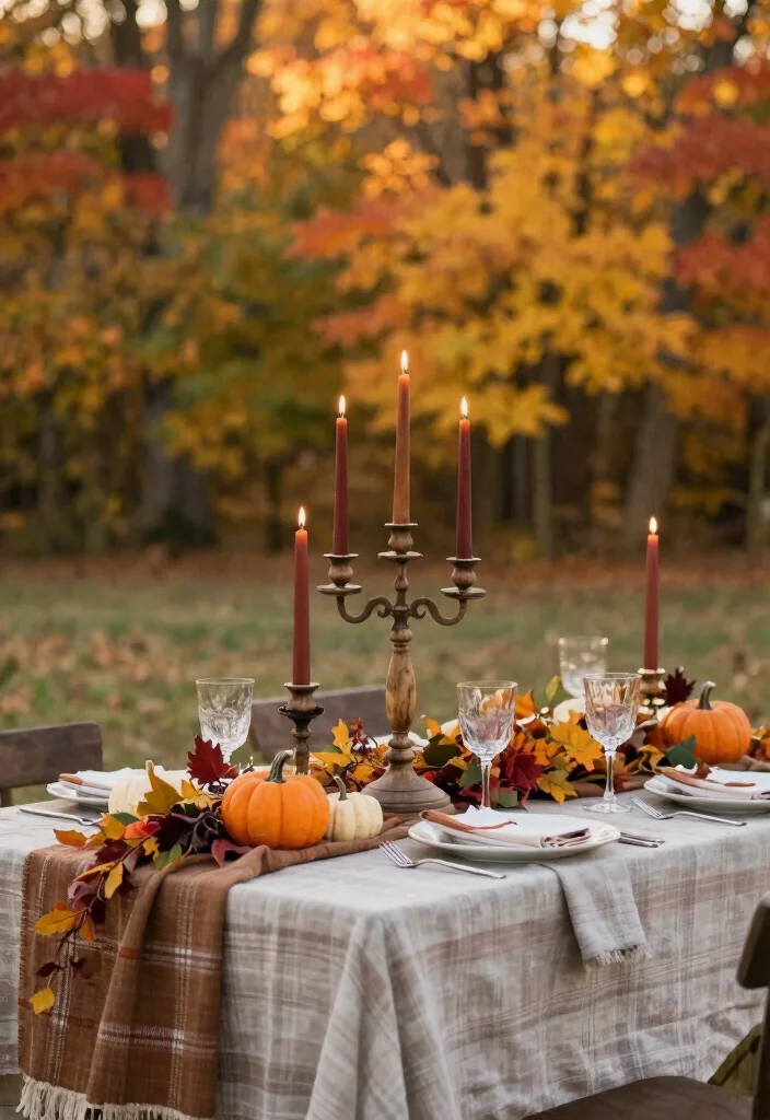 16 Candelabra Wedding Centerpieces Ideas That Glow Elegantly - 8. Autumnal Charm Candelabra 1