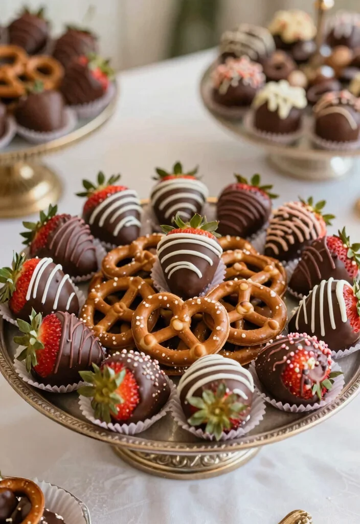 16 Dessert Table Wedding Ideas That Look Deliciously Chic 53 16 Dessert Table Wedding Ideas That Look Deliciously Chic - 13. Chocolate-Covered Goodies 1