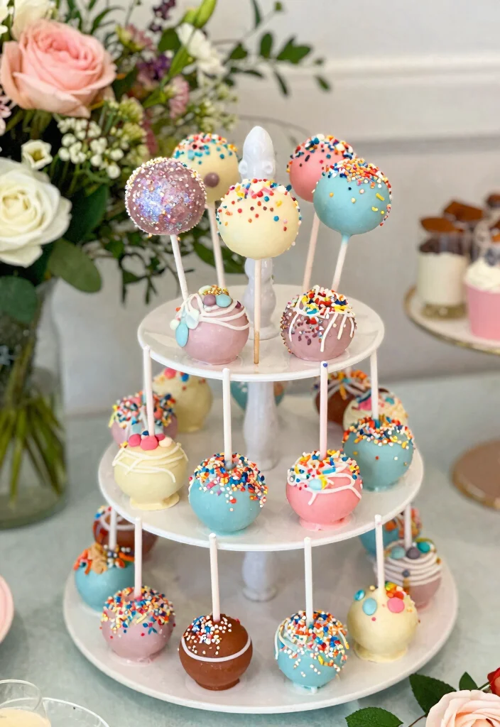 16 Dessert Table Wedding Ideas That Look Deliciously Chic 23 16 Dessert Table Wedding Ideas That Look Deliciously Chic - 3. Cake Pops Galore 1