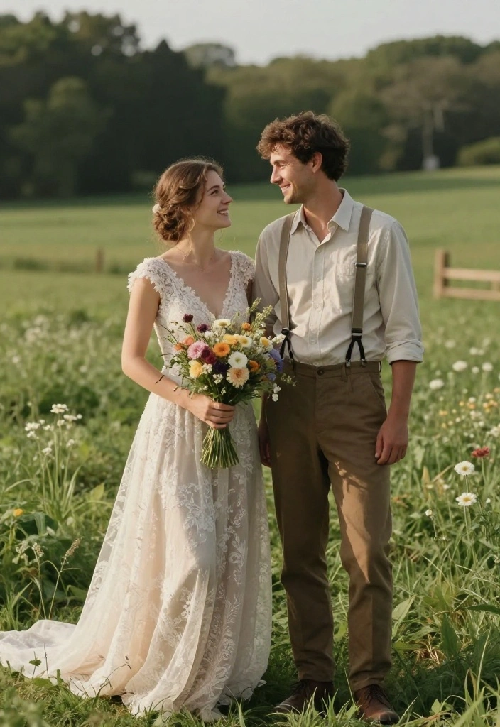 16 Farm Table Wedding Ideas With Rustic Romance 55 16 Farm Table Wedding Ideas With Rustic Romance - 15. Rustic Wedding Attire 1