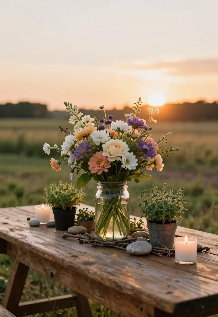 16 Farm Table Wedding Ideas With Rustic Romance 12 16 Farm Table Wedding Ideas With Rustic Romance - 2. Eco-Friendly Centerpieces 1