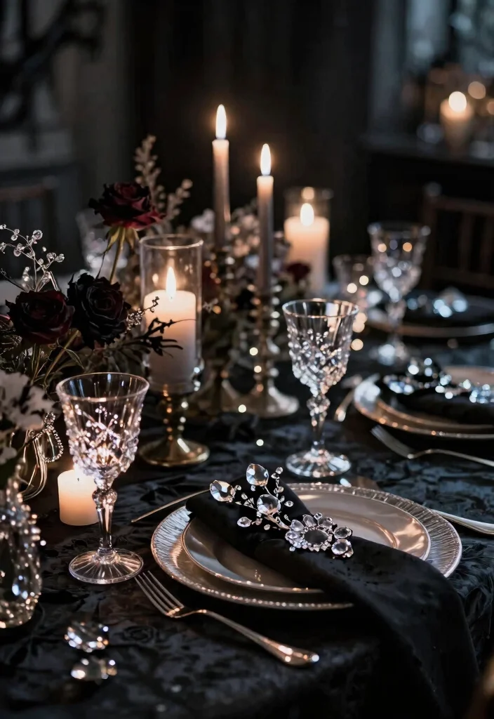 16 Halloween Wedding Centerpieces Ideas With Spooky Chic Style 52 16 Halloween Wedding Centerpieces Ideas With Spooky Chic Style - 12. Crystal Accents 1