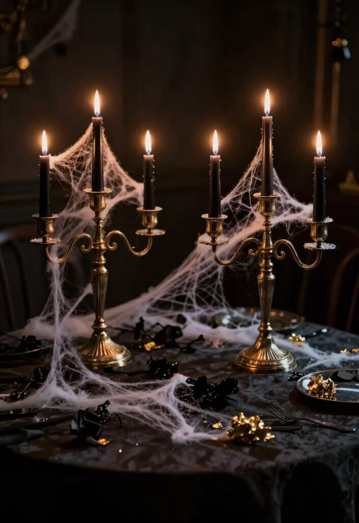 16 Halloween Wedding Centerpieces Ideas With Spooky Chic Style 2 16 Halloween Wedding Centerpieces Ideas With Spooky Chic Style - 2. Vintage Candelabras 1
