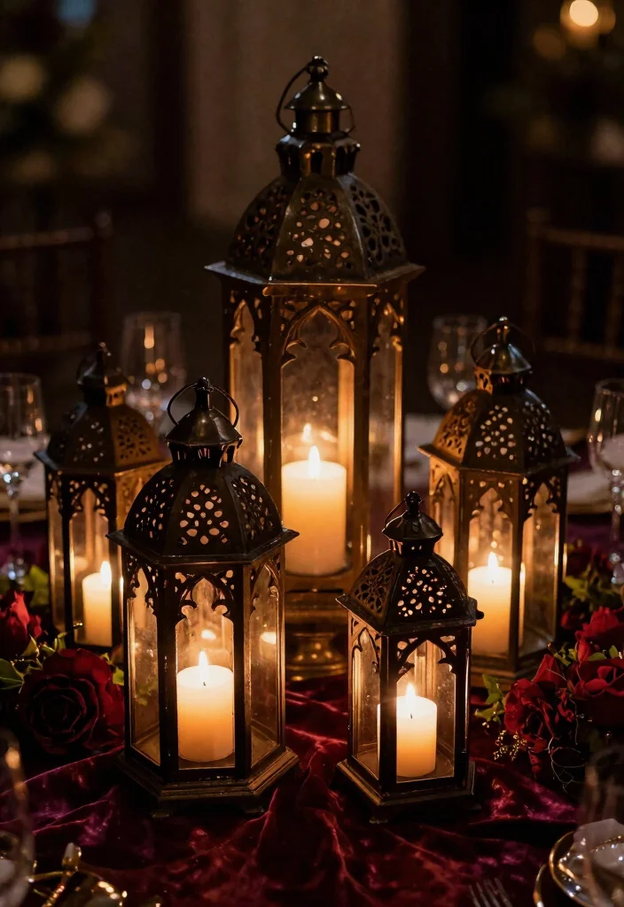 16 Halloween Wedding Centerpieces Ideas With Spooky Chic Style 24 16 Halloween Wedding Centerpieces Ideas With Spooky Chic Style - 4. Gothic Lanterns 1