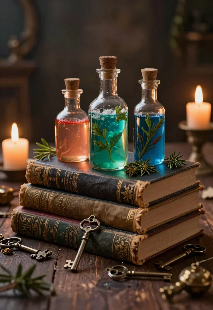 16 Halloween Wedding Centerpieces Ideas With Spooky Chic Style 27 16 Halloween Wedding Centerpieces Ideas With Spooky Chic Style - 7. Vintage Books & Potion Bottles 1