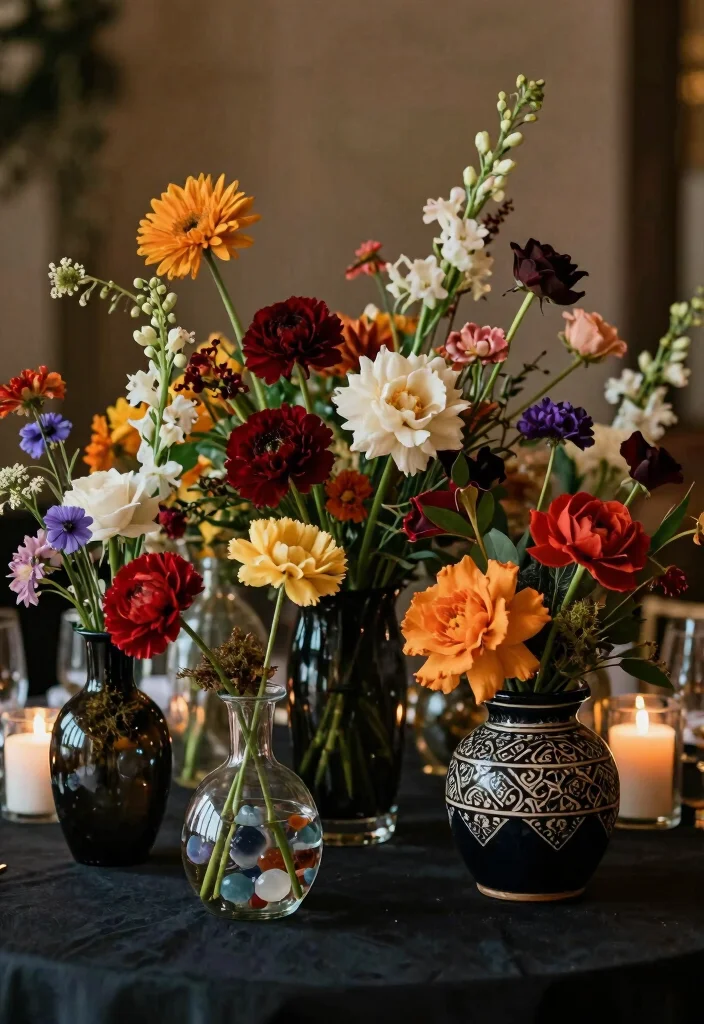 16 Halloween Wedding Centerpieces Ideas With Spooky Chic Style 39 16 Halloween Wedding Centerpieces Ideas With Spooky Chic Style - 9. Mysterious Vases 1