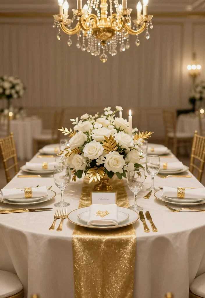 16 Royal Wedding Theme Decorations Ideas With Majestic Elegance - 1. Golden Accents Everywhere 1