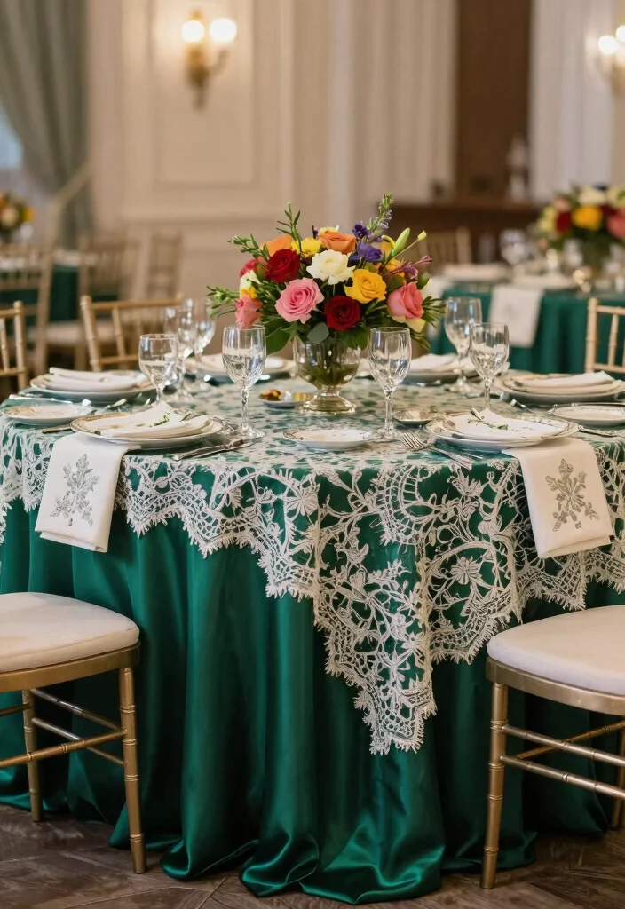 16 Royal Wedding Theme Decorations Ideas With Majestic Elegance - 11. Elegant Table Linens 1