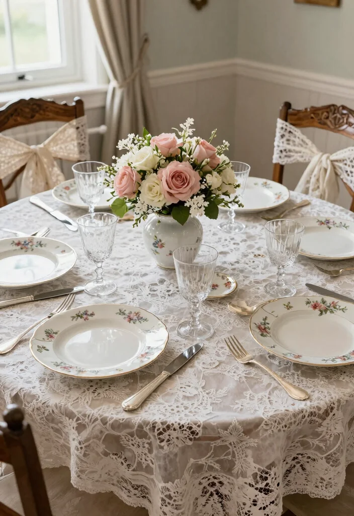 16 Royal Wedding Theme Decorations Ideas With Majestic Elegance - 2. Vintage Lace Table Settings 1