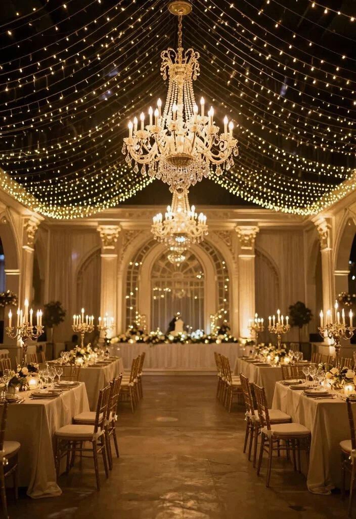 16 Royal Wedding Theme Decorations Ideas With Majestic Elegance - 6. Dramatic Lighting Effects 1