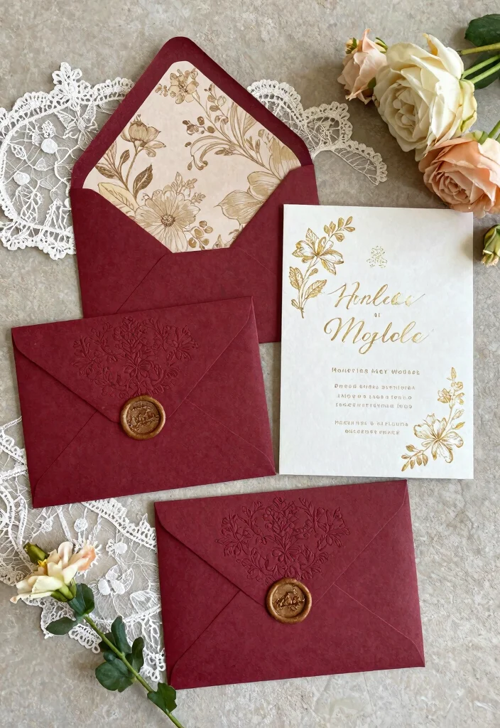 16 Royal Wedding Theme Decorations Ideas With Majestic Elegance - 8. Vintage-Inspired Invitations 1