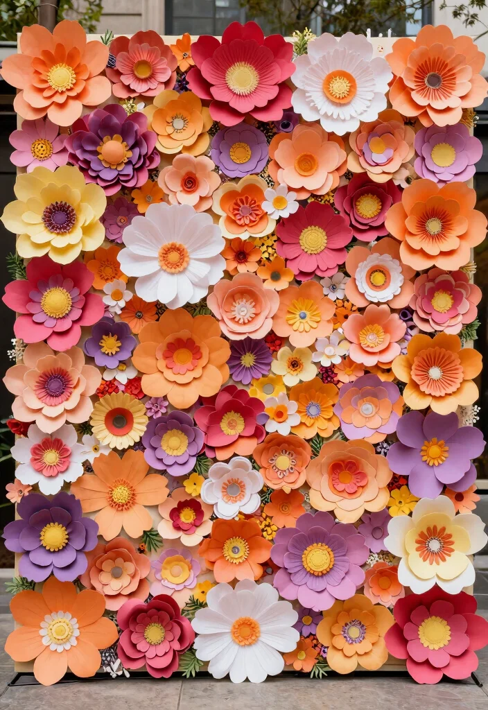 16 Wedding Backdrop Design Simple Ideas That Look Elegant - 11. Paper Flowers 1