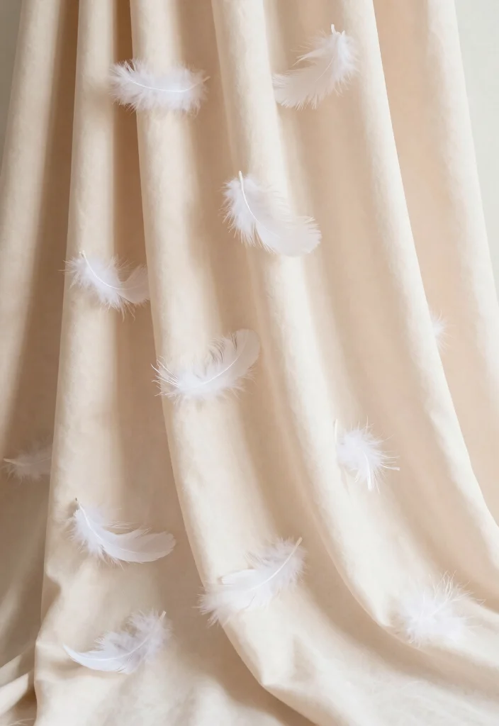 16 Wedding Backdrop Design Simple Ideas That Look Elegant - 16. Feather and Fabric Combo 1