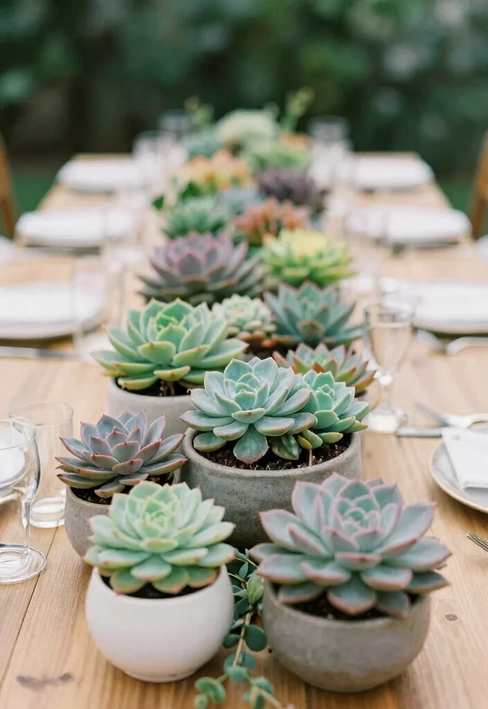 16 Wedding Centerpieces Ideas Round Table That Look Stunning - 12. Succulent Gardens 1
