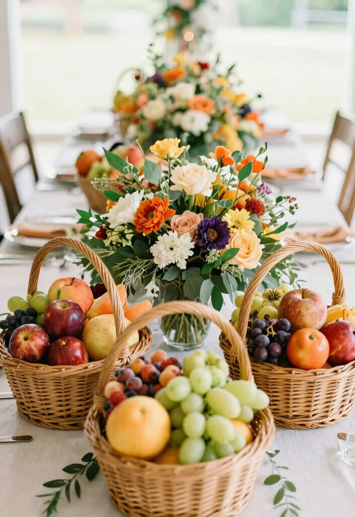16 Wedding Centerpieces Ideas Round Table That Look Stunning - 15. Seasonal Fruit Baskets 1