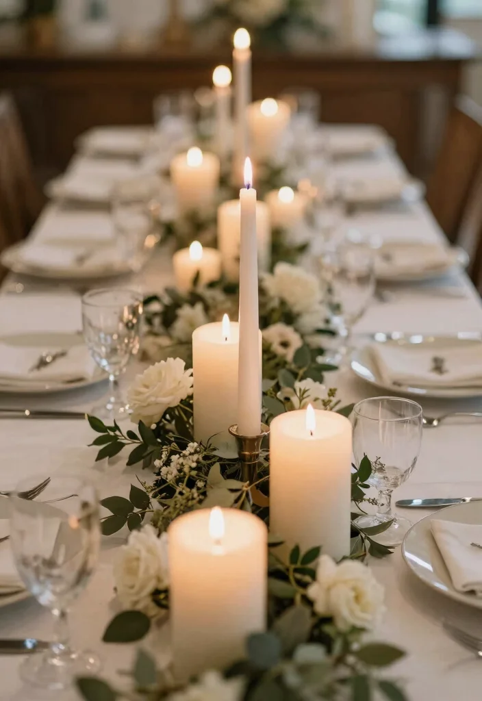 16 Wedding Centerpieces Ideas Round Table That Look Stunning - 16. Eco-Friendly Candle Arrangements 1