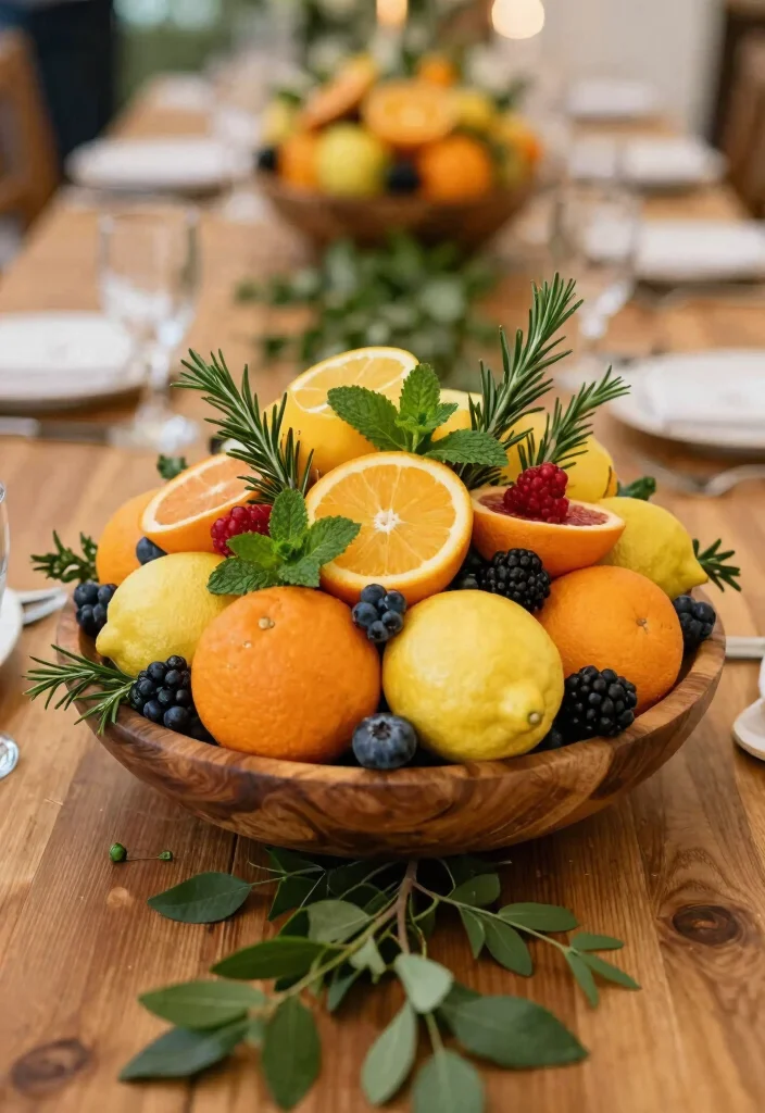 16 Wedding Centerpieces Ideas Round Table That Look Stunning - 4. Fresh Fruit and Herb Centerpieces 1