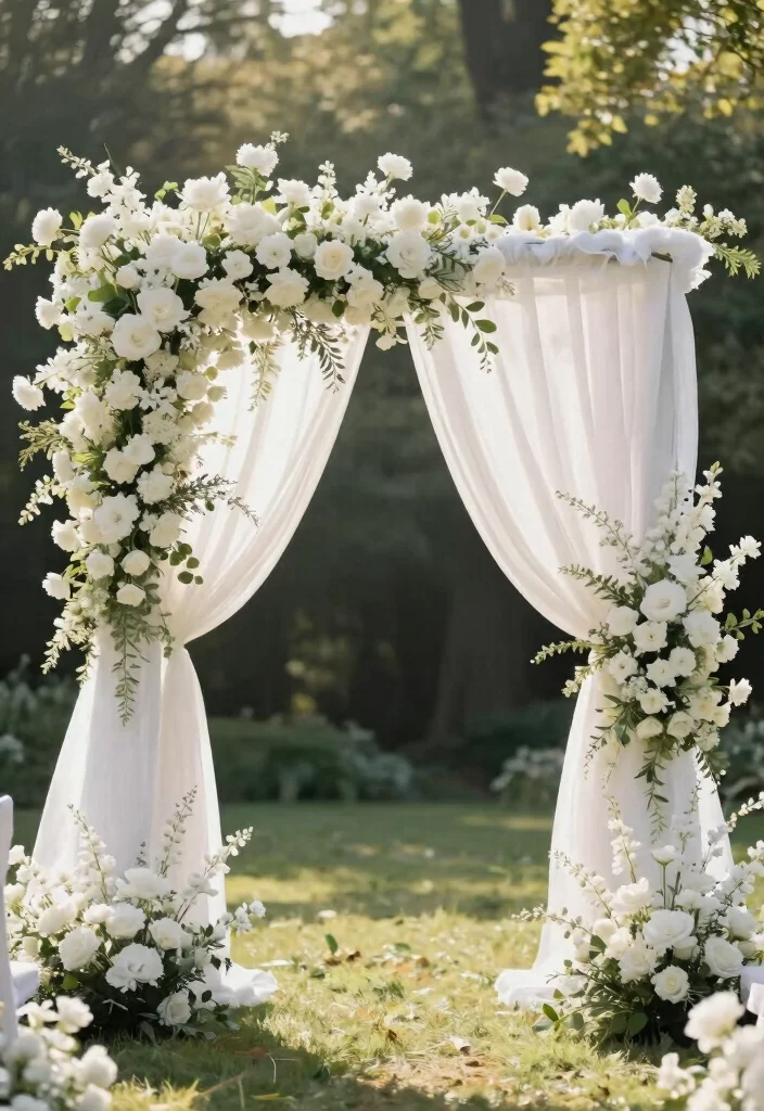 16 Wedding Decorations White Ideas With Timeless Beauty - 12. White Ceremony Arch 1