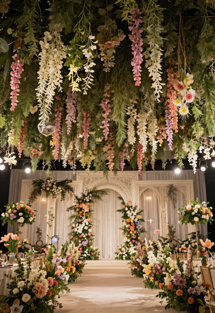 16 Wedding Stage Decorations Elegant Classy Ideas That Impress 52 16 Wedding Stage Decorations Elegant Classy Ideas That Impress - 12. Whimsical Hanging Florals 1