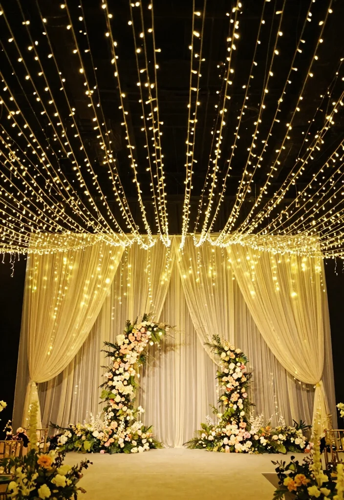 16 Wedding Stage Decorations Elegant Classy Ideas That Impress 49 16 Wedding Stage Decorations Elegant Classy Ideas That Impress - 9. Fairy Light Installations 1