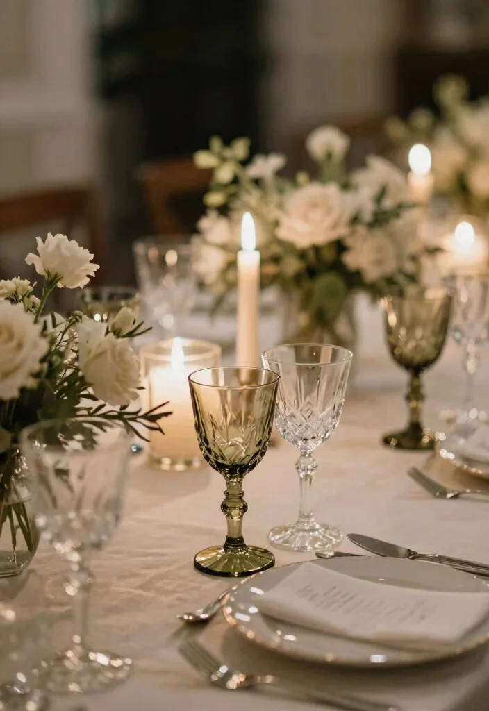 16 Wedding Table Design Ideas That Look Elegant - 11. Elegant Glassware 1