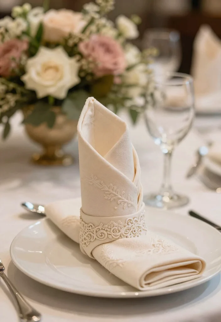 16 Wedding Table Design Ideas That Look Elegant - 15. Unique Napkin Folding 1