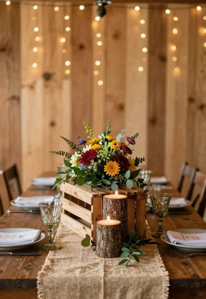 16 Wedding Table Design Ideas That Look Elegant - 2. Rustic Wooden Centerpieces 1