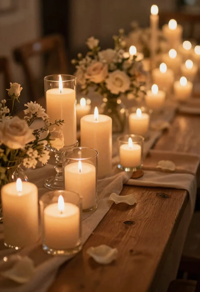 17 Beige Wedding Table Ideas With Warm Neutral Beauty 13 17 Beige Wedding Table Ideas With Warm Neutral Beauty - 3. Warm Candlelit Glow 1