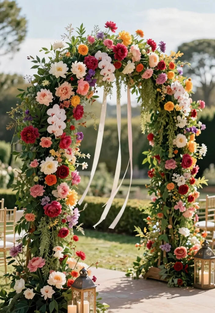 17 Chinoiserie Wedding Backdrop Ideas With Artistic Flair - 1. Lush Floral Chinoiserie Arch 1
