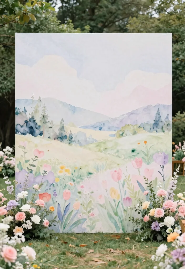 17 Chinoiserie Wedding Backdrop Ideas With Artistic Flair - 11. Romantic Watercolor Backdrop 1