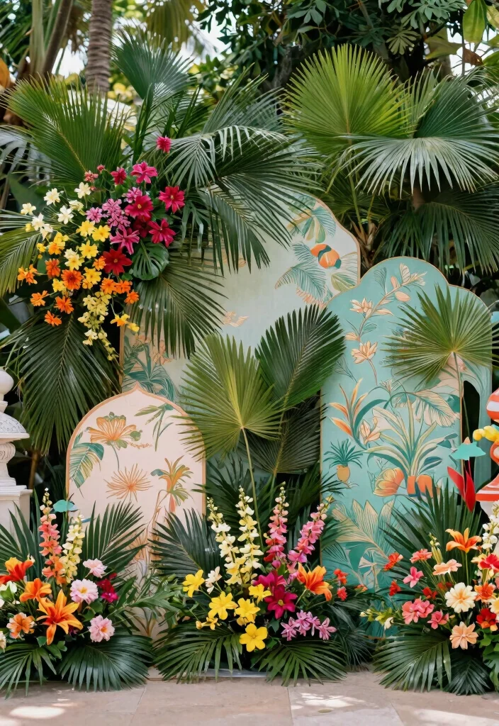 17 Chinoiserie Wedding Backdrop Ideas With Artistic Flair - 12. Ethereal Tropical Backdrop 1