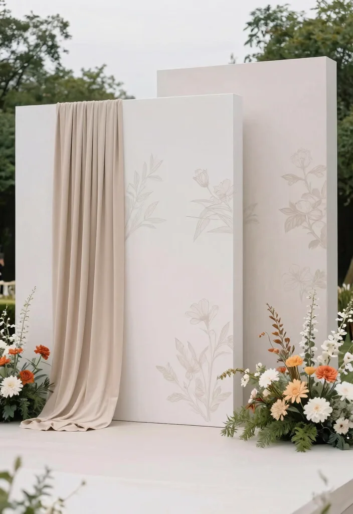 17 Chinoiserie Wedding Backdrop Ideas With Artistic Flair - 14. Modern Minimalist Chinoiserie 1