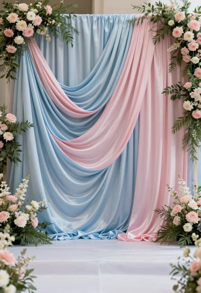 17 Chinoiserie Wedding Backdrop Ideas With Artistic Flair - 7. Elegant Silk Drapery 1