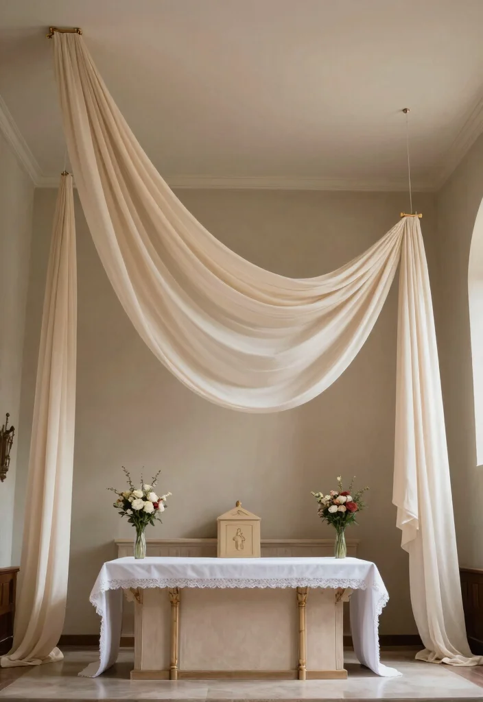 17 Church Wedding Decorations Aisle Altars Ideas With Grace - 2. Elegant Fabric Draping 1
