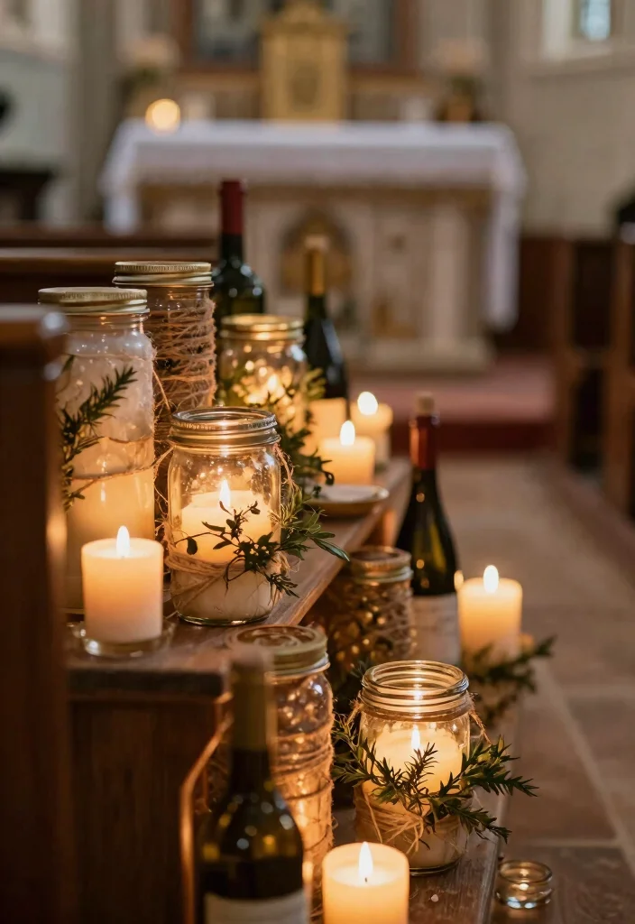 17 Church Wedding Decorations Aisle Altars Ideas With Grace - 4. Recycled Candle Displays 1