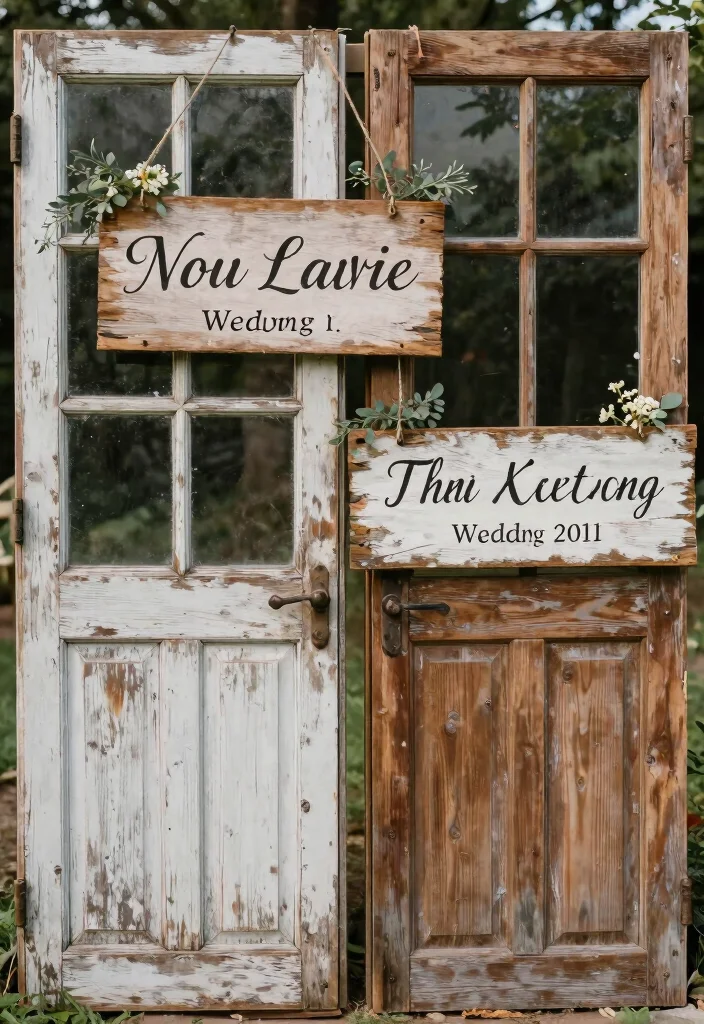 17 Church Wedding Decorations Aisle Altars Ideas With Grace - 8. Upcycled Wedding Signs 1