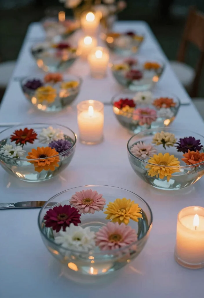 17 Long Table Wedding Centerpieces Ideas That Impress - 8. Floating Floral Centerpieces 1