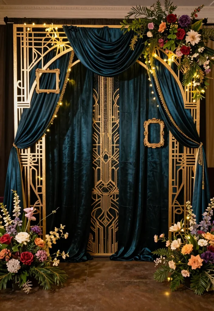 17 Vintage Wedding Decorations 1920s Ideas With Gatsby Vibes - 6. Backdrop Displays 1