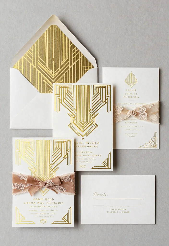 17 Vintage Wedding Decorations 1920s Ideas With Gatsby Vibes - 8. Glamorous Invitations 1